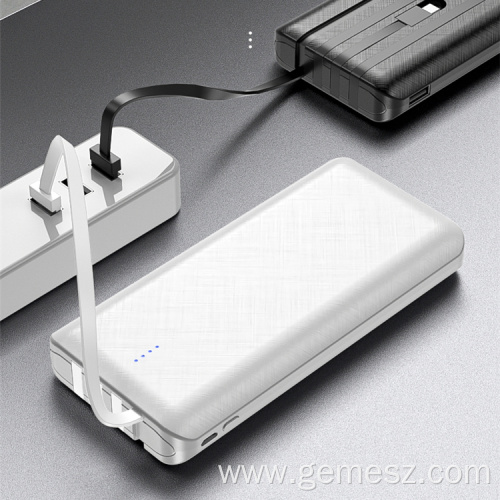 10000mAh Power bank with 4 Built-in Charge Cables
